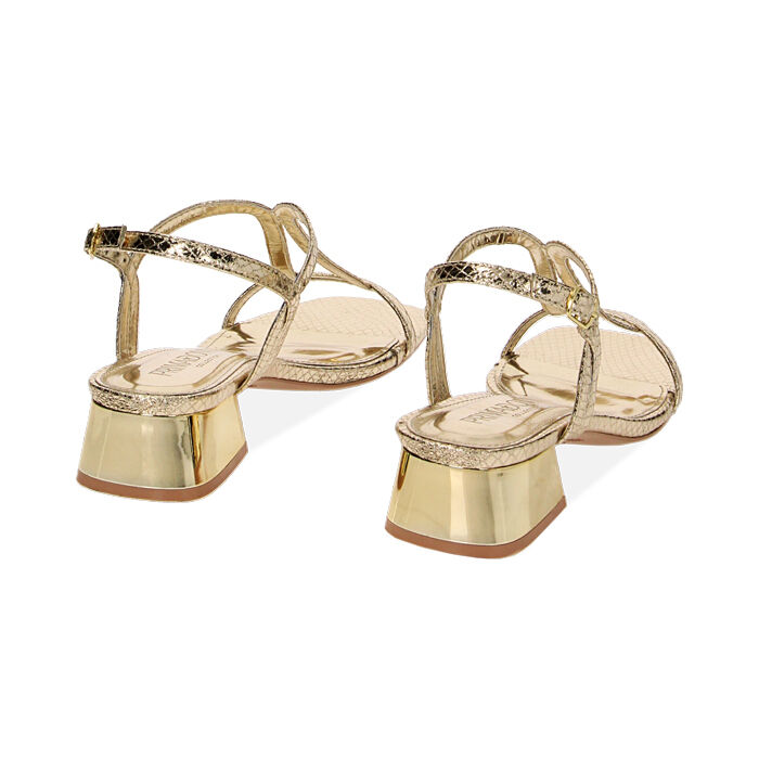 Sandali donna con tacco oro in pitone Primadonna Collection