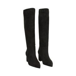 Bottes en microfibre noires avec talon de 6 cm, Primadonna, 262110101MFNERO035, 003 preview