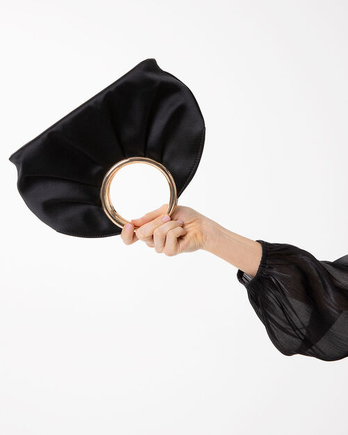 Pochette nera con tracolla removibile, BLACK