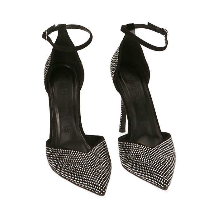 Zapatos de salon de mujer con correa negra y pedreria tacco 10 5 cm Primadonna Collection