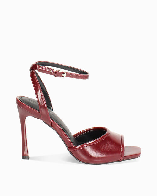 Sandales &agrave; talons bordeaux au design contemporain, BURGUNDY