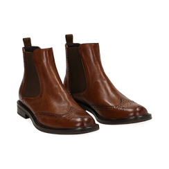Chelsea boots cuoio in vera pelle, Stivaletti, 147729508PECUOI036, 002 preview