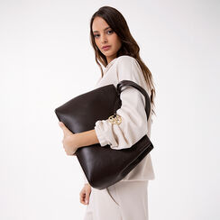 Bolso de mano marr&oacute;n oscuro con bandolera removible, Bolsos, 275701419EPMOROUNI, 002a