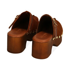Clogs cognac in camoscio, tacco 6 cm , Primadonna, 194305215CMCOGN036, 003 preview