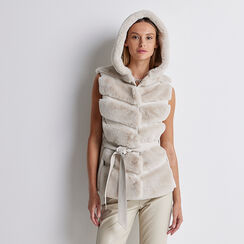 Cappotto smanicato panna cappuccio, Primadonna, 226500221FUPANNL, 003 preview