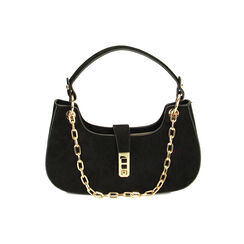 Mini-bag nera con catene in microfibra, Primadonna, 225125078MFNEROUNI, 001 preview