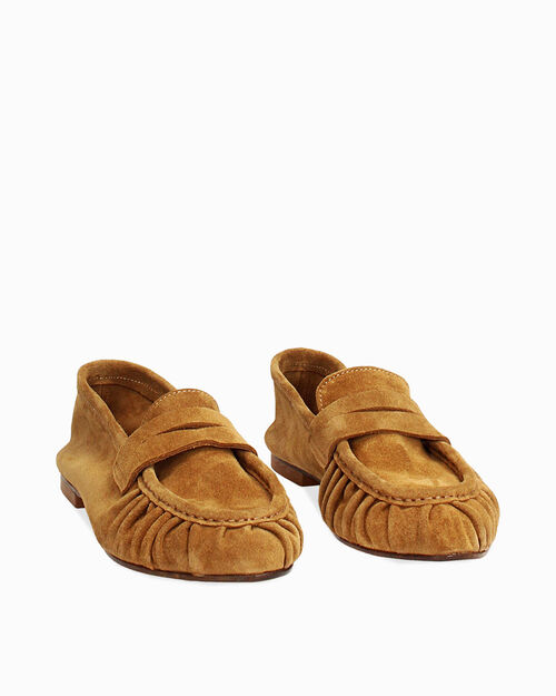 Mocassino in camoscio cognac, COGNAC
