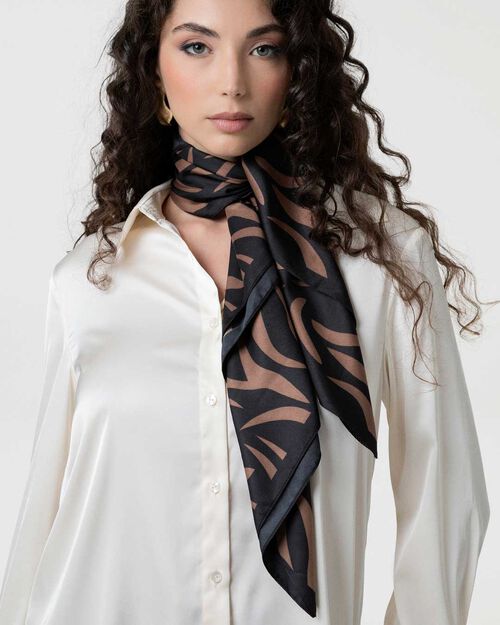 Foulard nero-marrone con design elegante, MULTI COLOR