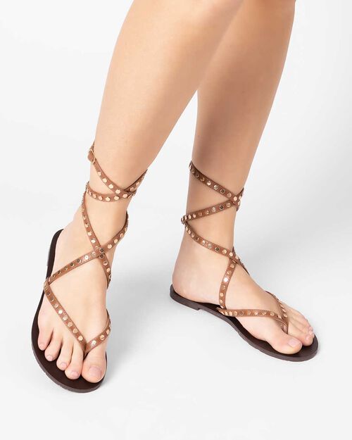 ZAPATOS FLAT SINTETICO PIEL STUDS MARR, BROWN