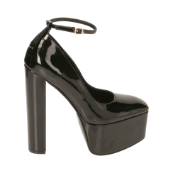 Escarpins à plateforme en vernis noir, talon 15 cm , Primadonna, 202122505VENERO037, 001