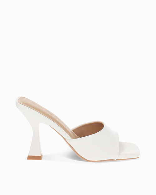 Mules open toe bianche tacco 9,5 cm, WHITE