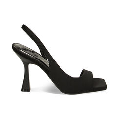 Sandales à talon noires en lycra, Fin de Collection, 232104905LYNERO039, 001 preview