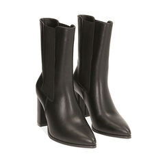 Chelsea boots neri, tacco 9 cm , SALDI, 183016692EPNERO036, 002a