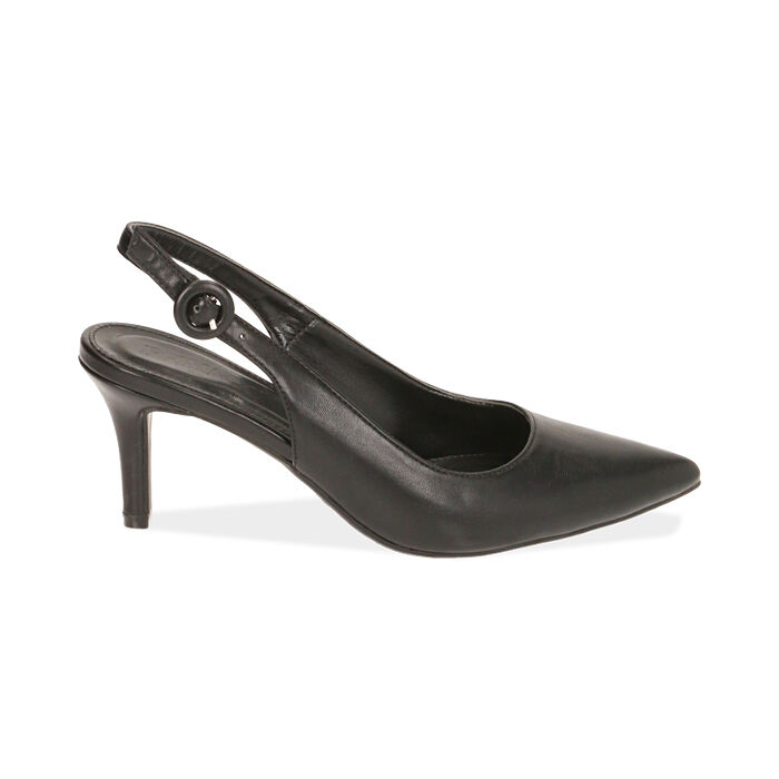 Zapatos destalonados negros, tacón 7 cm, SPECIAL WEEK, 192133673EPNERO038