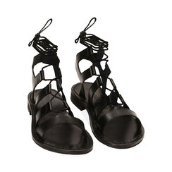 Sandali bassi neri in pelle, Ultime occasioni, 23B814004PENERO037, 002 preview
