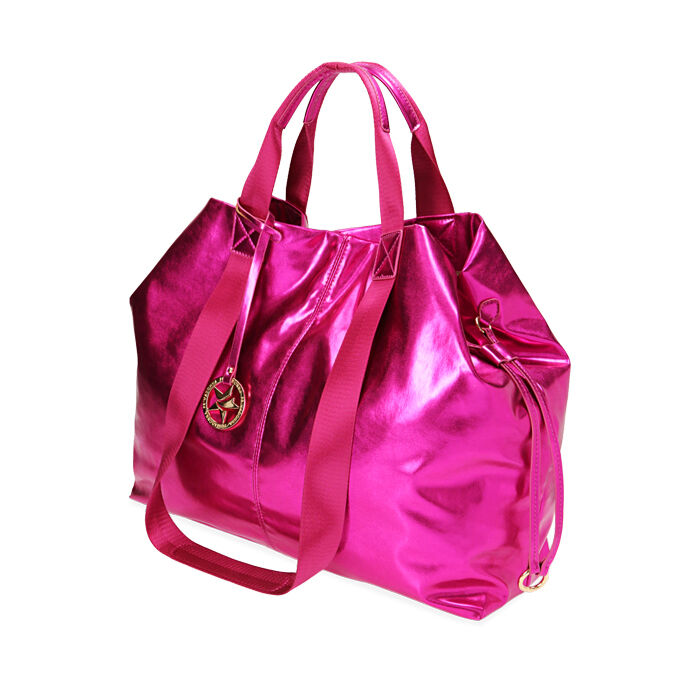 Borsa a mano rosa/nude in microfibra e vernice - Primadonna
