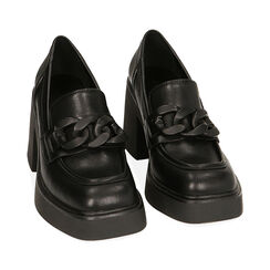 Mocassini platform neri, tacco 8,5 cm , Primadonna, 20L420081EPNERO036, 002 preview