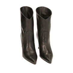 Ankle boots neri in pelle, tacco 10 cm , 20L670150PENERO036, 002a