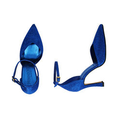 Escarpins bleu pailleté, talon de 9,5 cm, SOLDES, 18L412651GLBLUE037, 003 preview