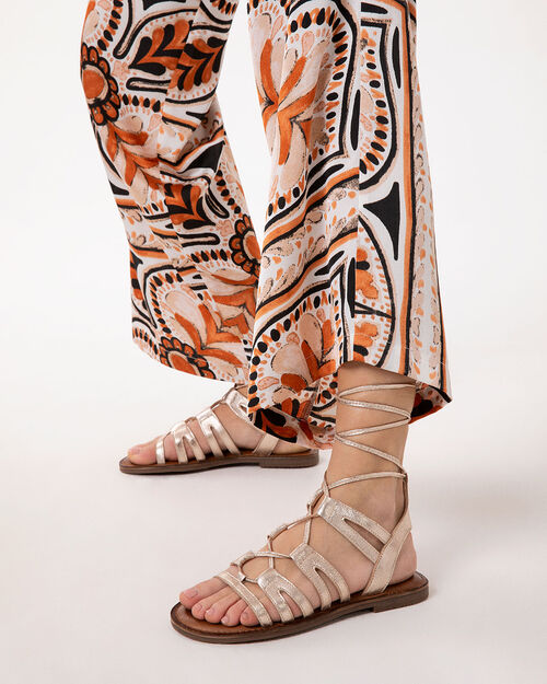 Sandali bassi rosa-oro eleganti, MULTI COLOR