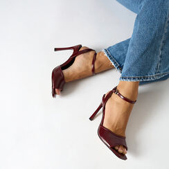 Sandali con tacco bordeaux dal design contemporaneo, Primadonna, 26M707350EUBORD035, 002a