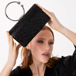 Mini bag nera con pietre luminose, Primadonna, 275102426LPNENEUNI, 002a