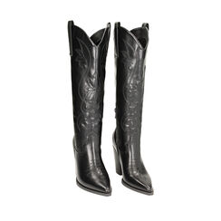 Stivali texani neri, tacco 9,5 cm, Primadonna, 233086303EPNERO035, 002a