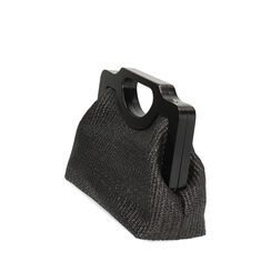 Bolso de mano negro de rafia, 235124371RFNEROUNI, 002a