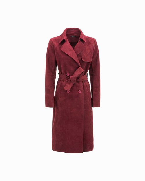 Trench bordeaux in microfibra, BURGUNDY