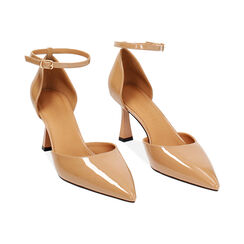 Décolleté open shank camel in vernice, tacco 7,5 cm, Primadonna, 244909202VECAME039, 002 preview