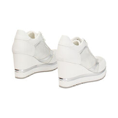 Sneakers donna bianche in tessuto, platform 8,5 cm, Primadonna, 252811626TSBIAN035, 004 preview