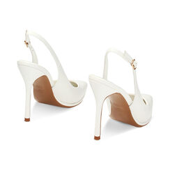 Décolleté slingback bianche, tacco 10 cm, Primadonna, 232186203EPBIAN035, 003 preview