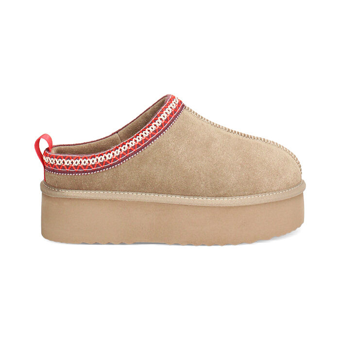 Scarponcini invernali taupe in camoscio con suola in gomma di 4,5 cm, Primadonna, 26N801253CMTAUP035
