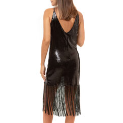 Slip dress nero con paillettes, SALDI, 16A210411PLNEROM, 002a