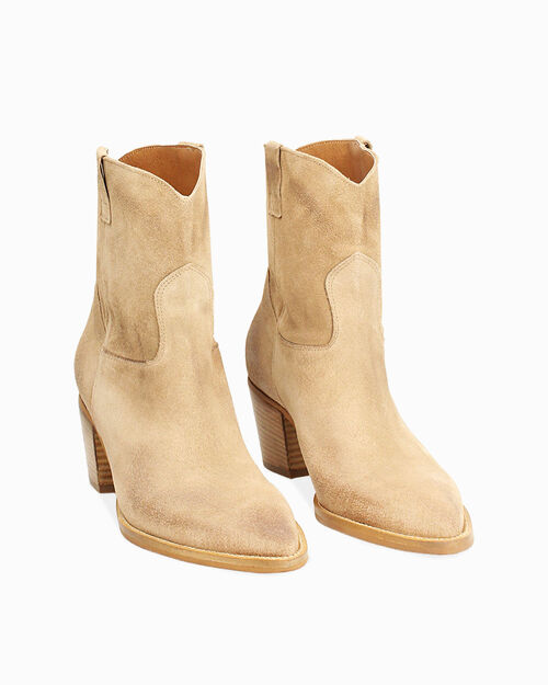 CALZATURA TRONCHETTO TEXANO CAMOSCIO TAU, TAUPE