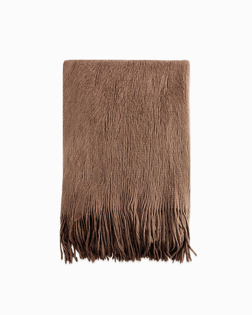 Taupe scarf with elegant fringes, TAUPE