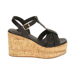 Sandali neri, zeppa 9,5 cm , Primadonna, 194982805EPNERO040, 001 preview
