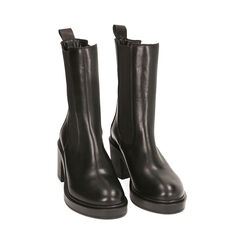 Chelsea boots neri in pelle, tacco 7,5 cm , Primadonna, 187265006PENERO035, 002 preview