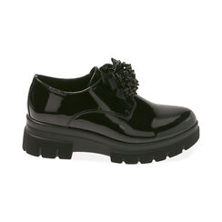 Zapatos con cordones de charol negro, tacón de 5,5 cm., Primadonna, 200685981VENERO035, 001 preview