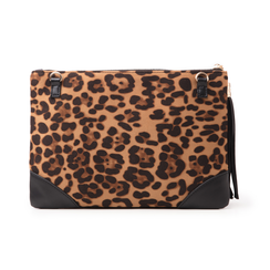 Pochette leopard-marrone in microfibra, Borse, 145122216MFLEMAUNI, 003 preview