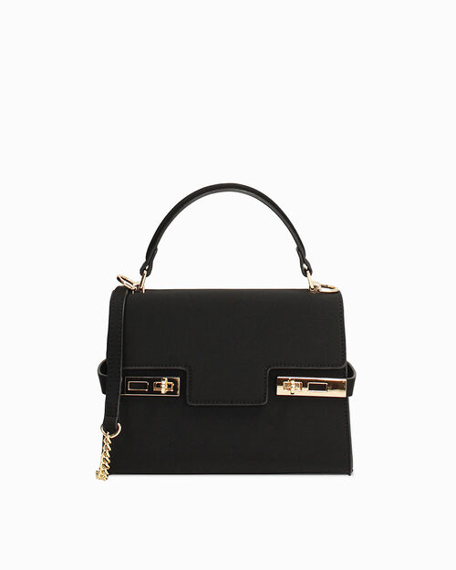 Mini bag negra con detalles dorados, BLACK