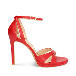 Sandalia con tacón mujer rojo fashion, Primadonna, 252133436EPROSS035, 001a