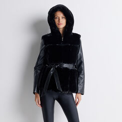 Cappotto nero con cintura, Primadonna, 228502310FUNEROL, 003 preview