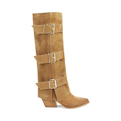 Stivale texano donna taupe con fibbie, Primadonna, 24L600303CMTAUP036, 001a