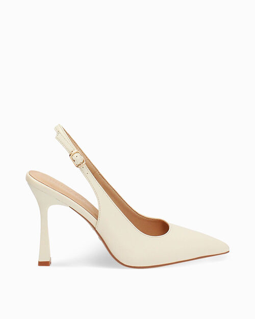 Zapato de sal&oacute;n crema tac&oacute;n 9,8 cm, CREAM