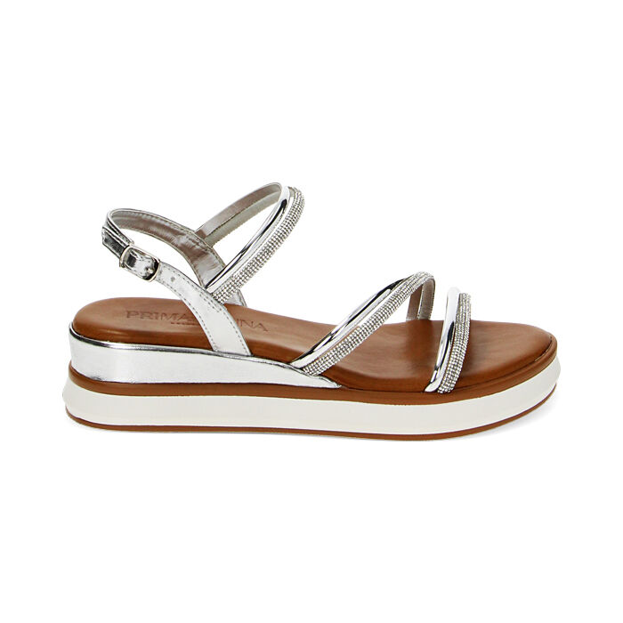 Zeppe donna argento a specchio con pietre, Primadonna, 254927286SRARGE035