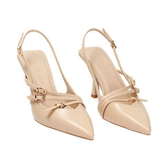 Décolleté slingback beige, tacco 8,5 cm, Primadonna, 232161225EPBEIG035, 002 preview