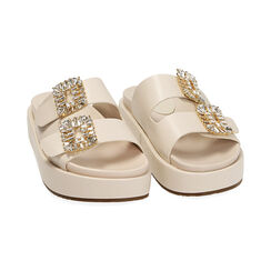 Ciabatte gioiello panna, zeppa 3,5 cm, Primadonna, 214913862EPPANN035, 002 preview