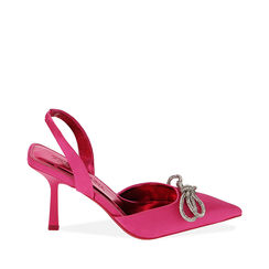 Décolleté slingback gioiello fucsia, tacco 8,5 cm, Primadonna, 212161210RSFUCS036, 001a