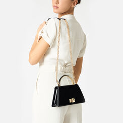 Mini bolsa de mujer negra en charol, Primadonna, 255126021VENEROUNI, 002a